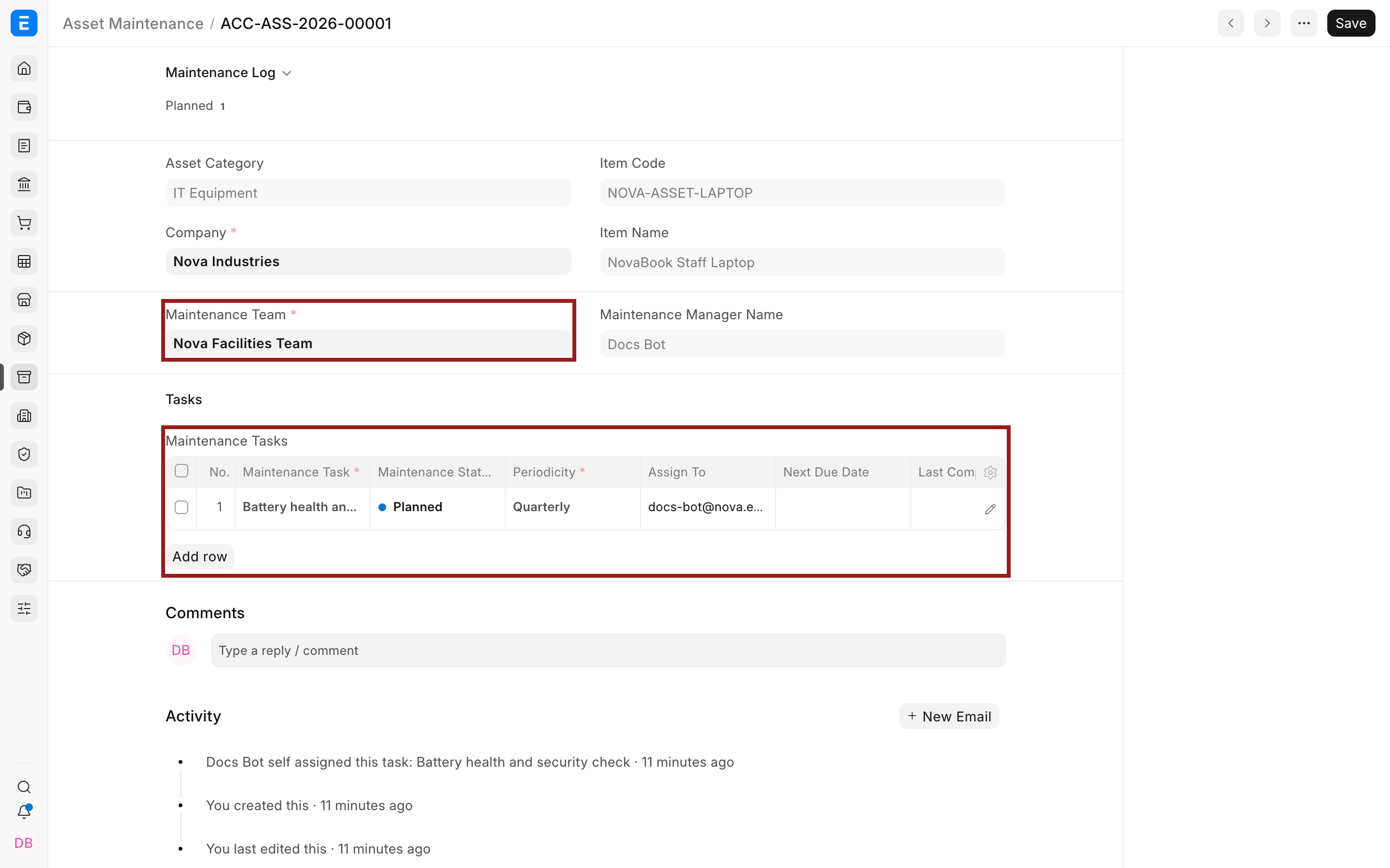 Preventive maintenance plan for a Nova Industries laptop