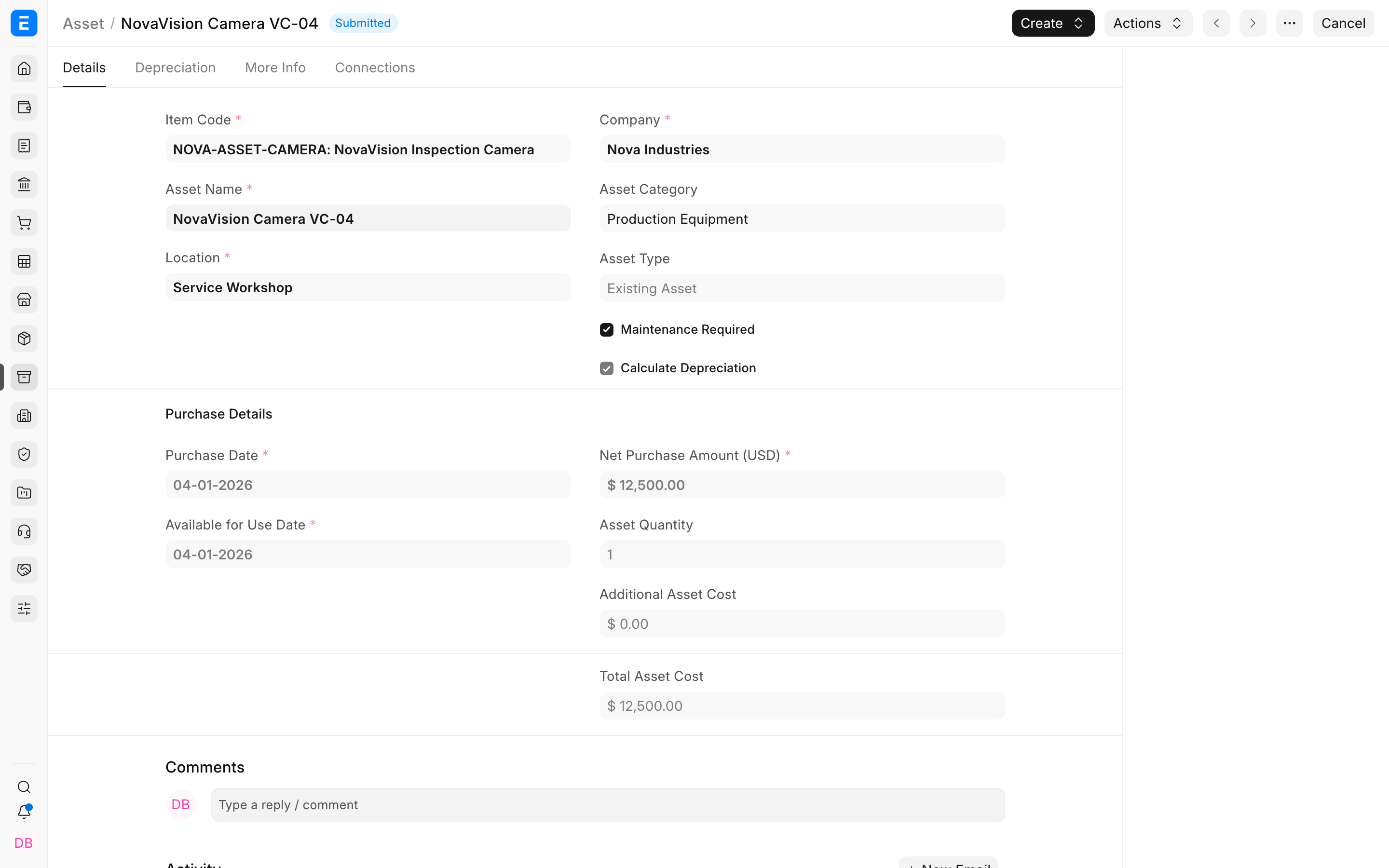 ERPNext Asset disposal status fields