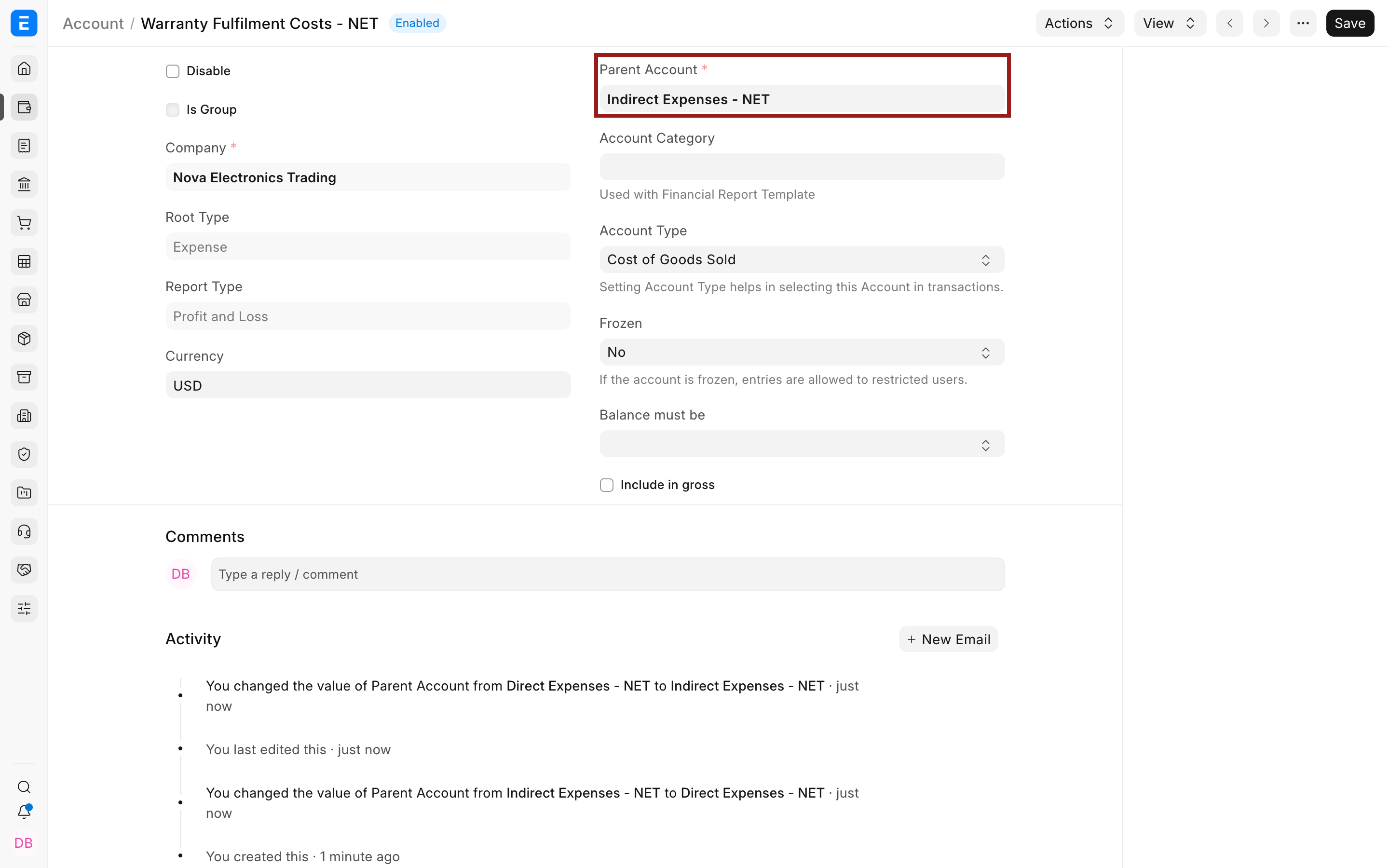 Current Parent Account on Warranty Fulfilment Costs