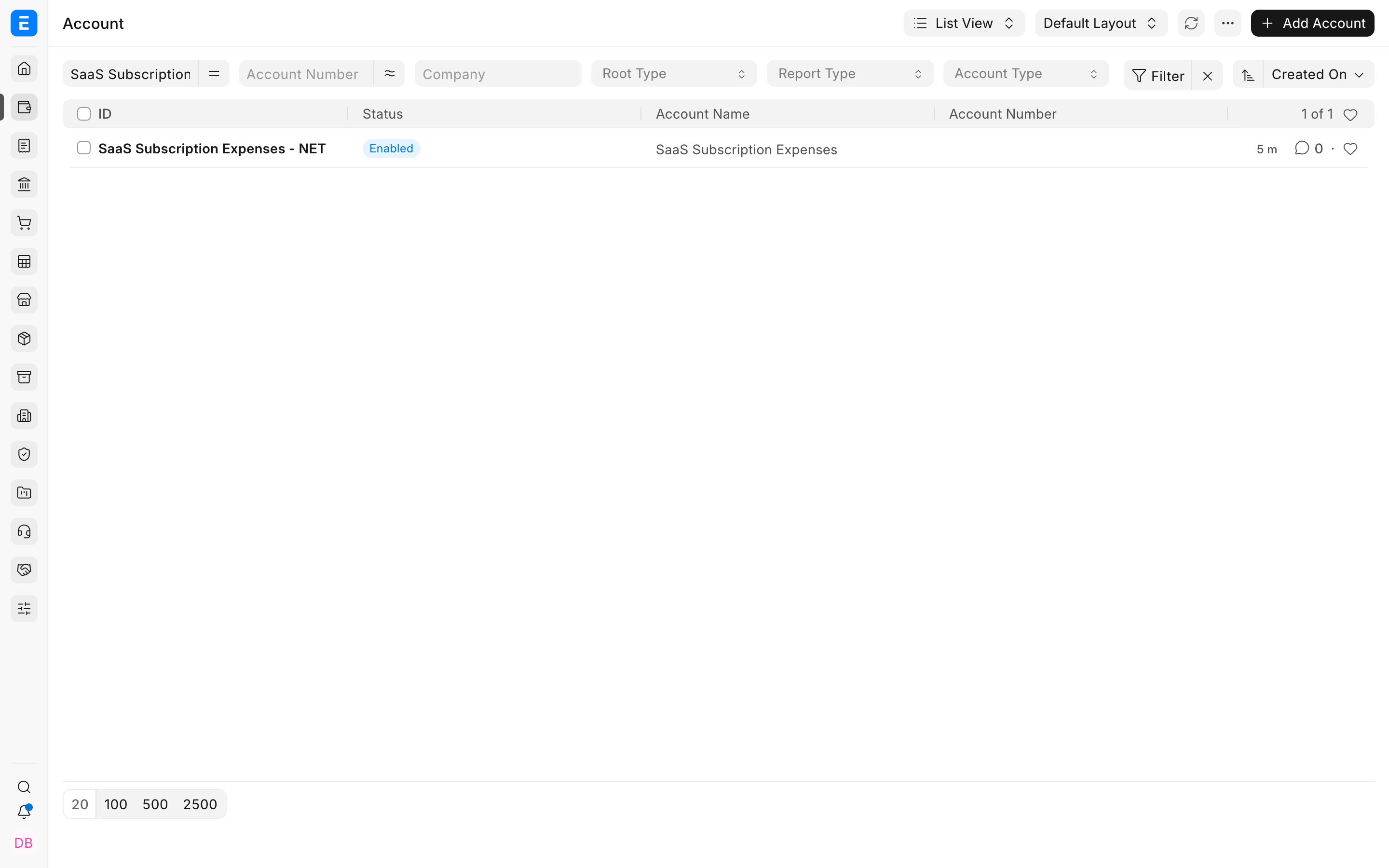 Filtered Account list showing the duplicate source Account