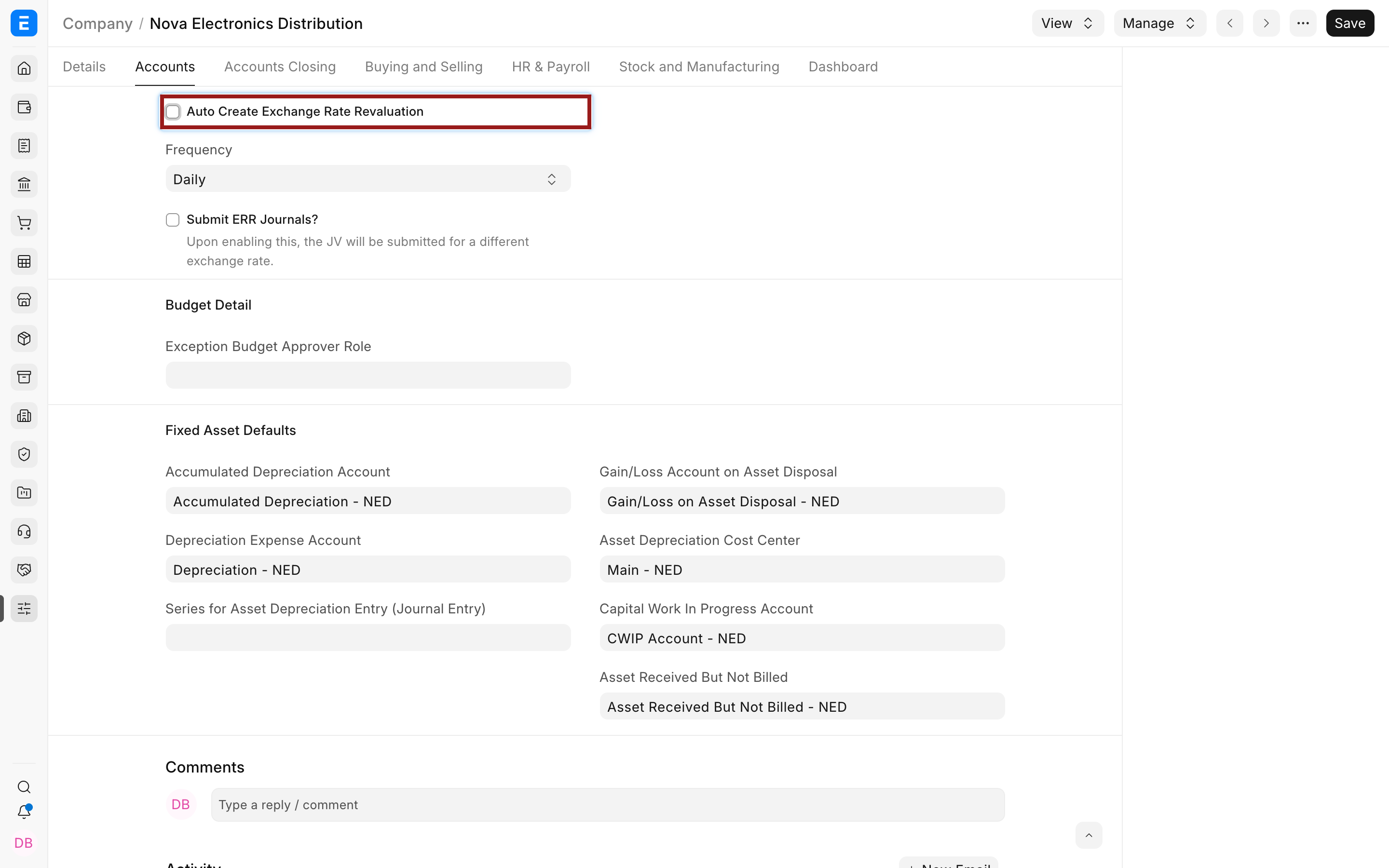 Automatic revaluation setting