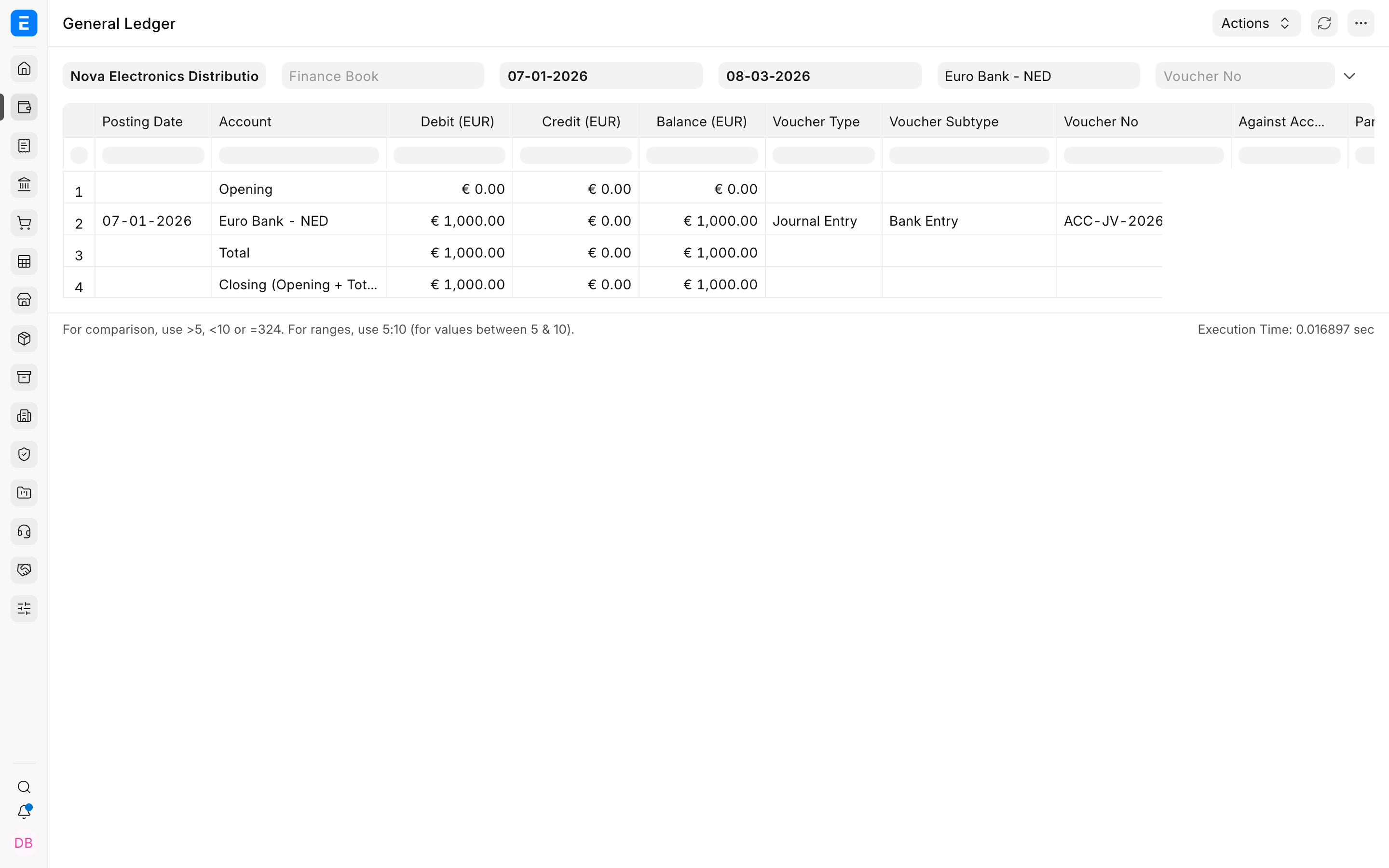 EUR values in the General Ledger