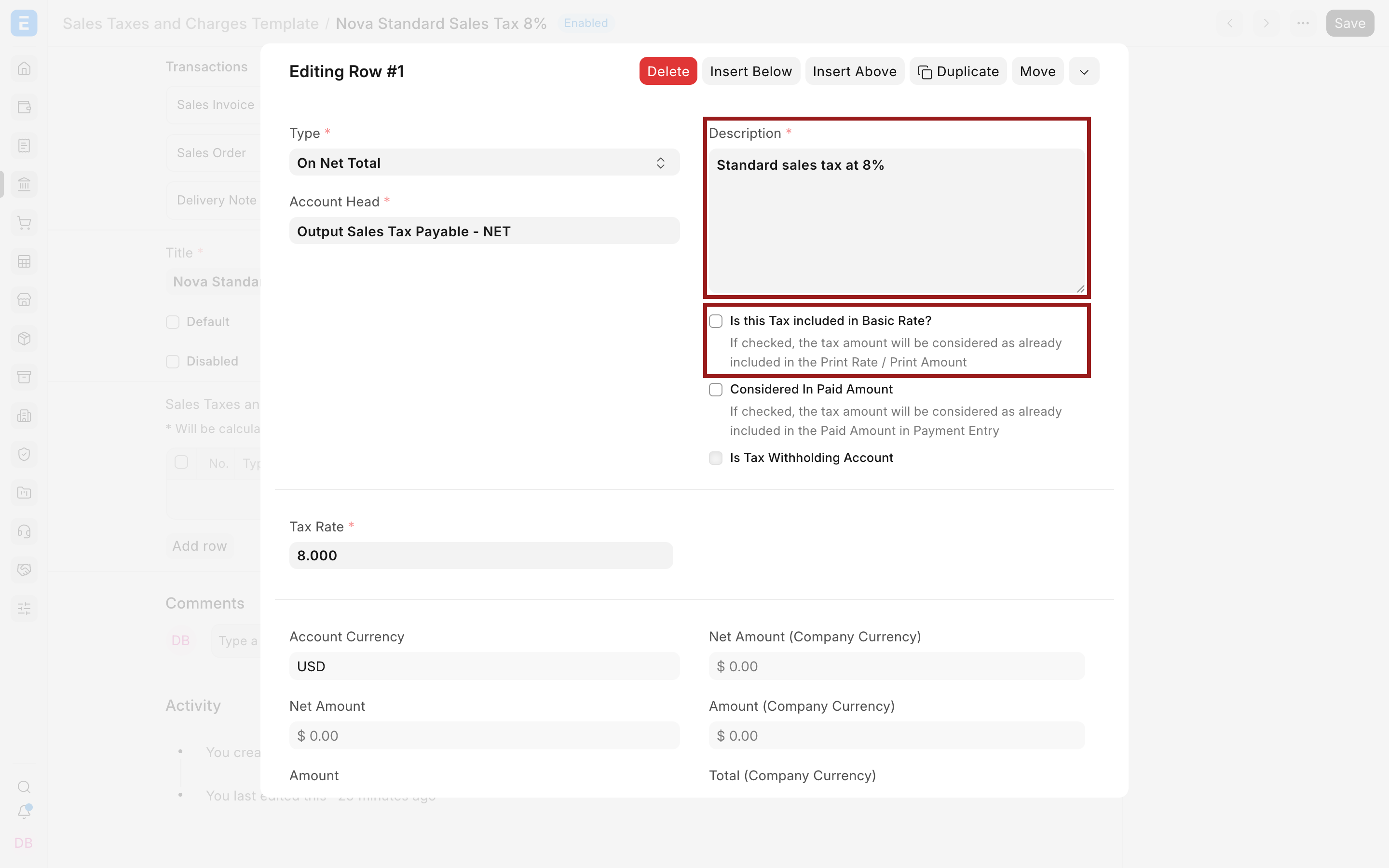 Description and tax-inclusive pricing option