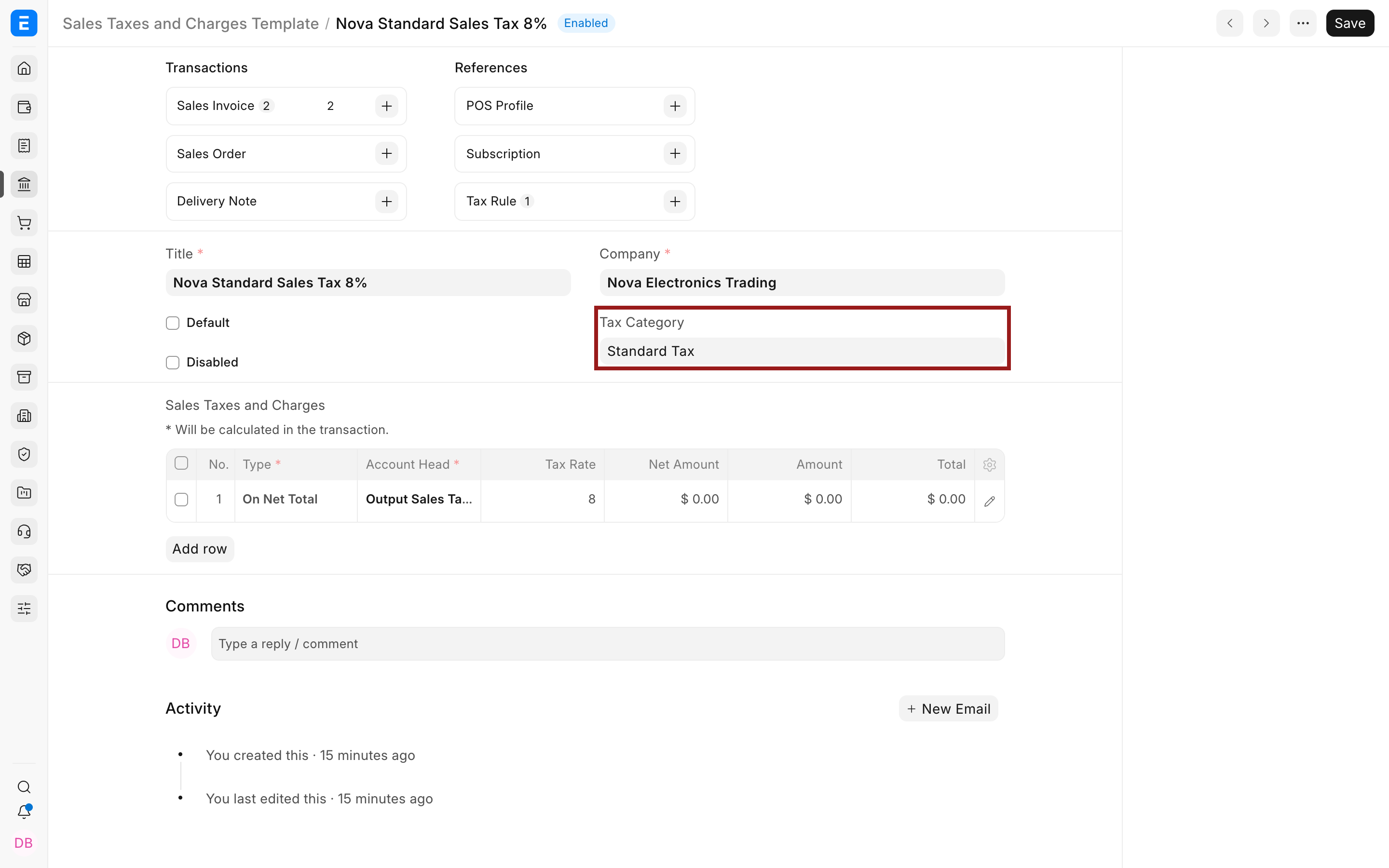 A reusable 8 percent sales tax template